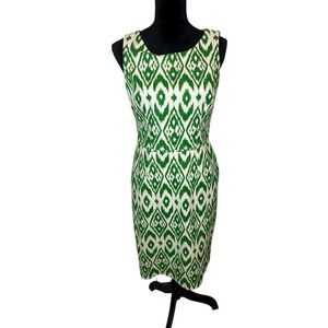 NINE WEST STUNNING TROPICAL IKAH‎ PRINT WHITE GREEN DRESS WOMENS SIZE 4